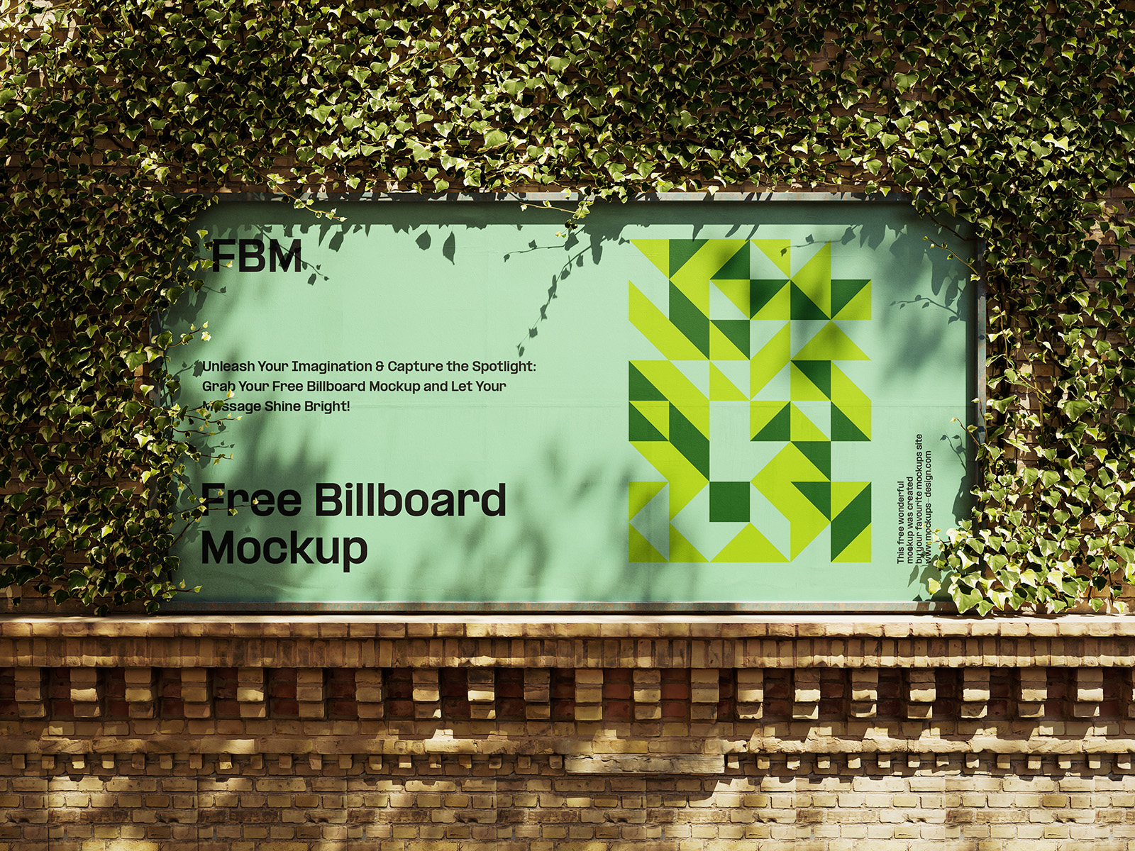 Billboard covered with ivy mockup