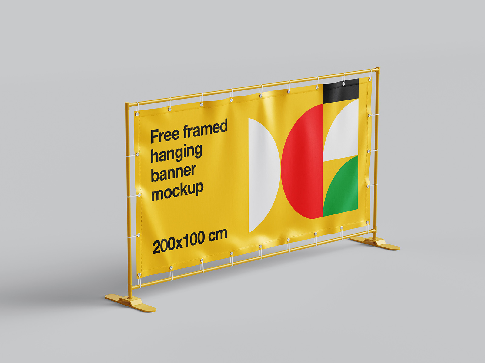 Framed hanging banner mockup