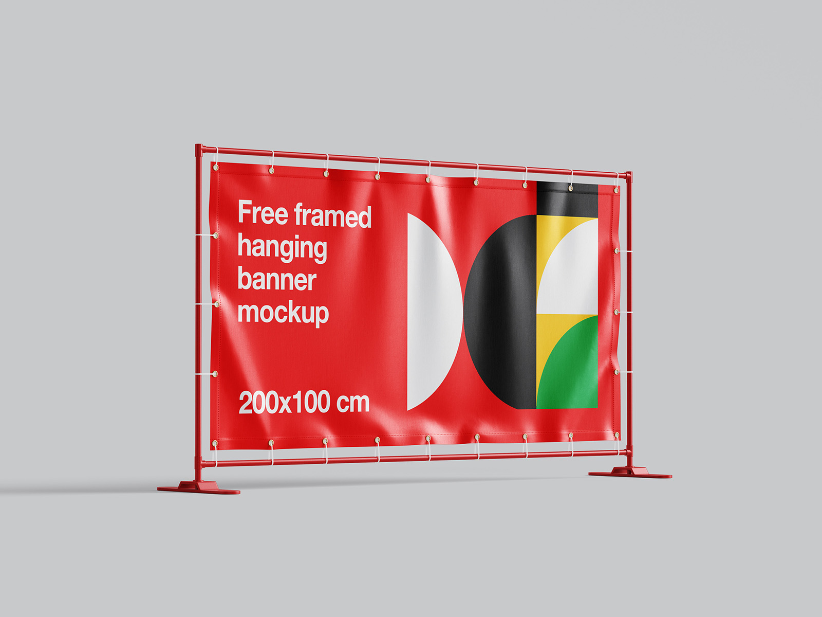 Framed hanging banner mockup