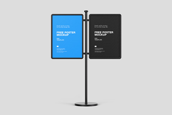 Double poster stand mockup