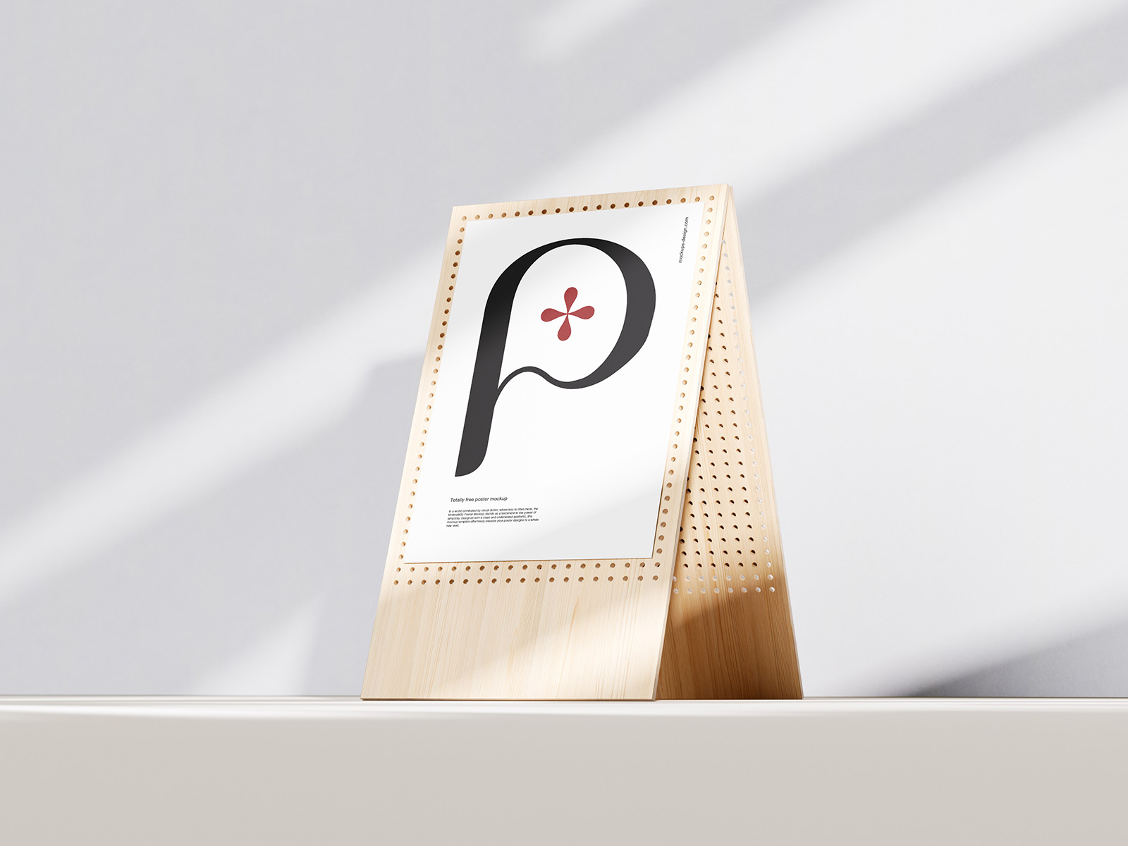 Poster on wooden stand mockup