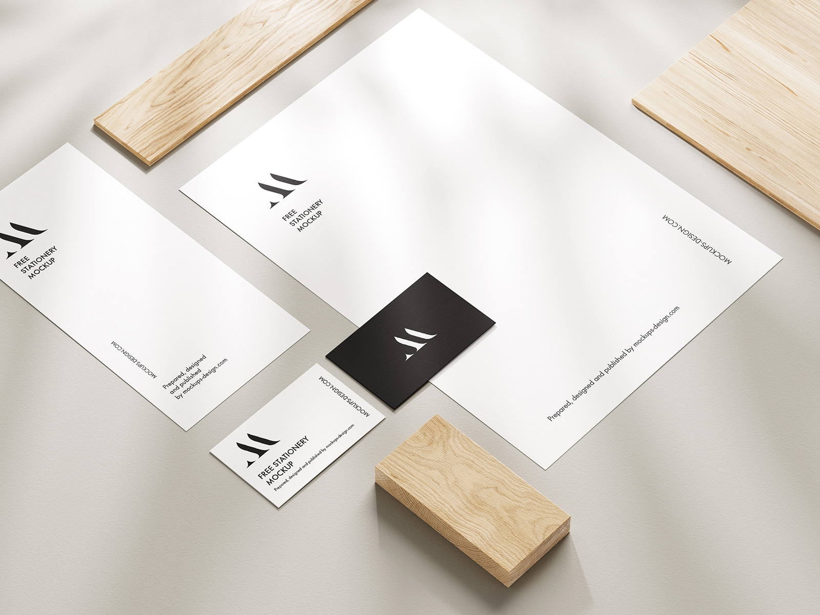 Stationery with delicate shadows mockup