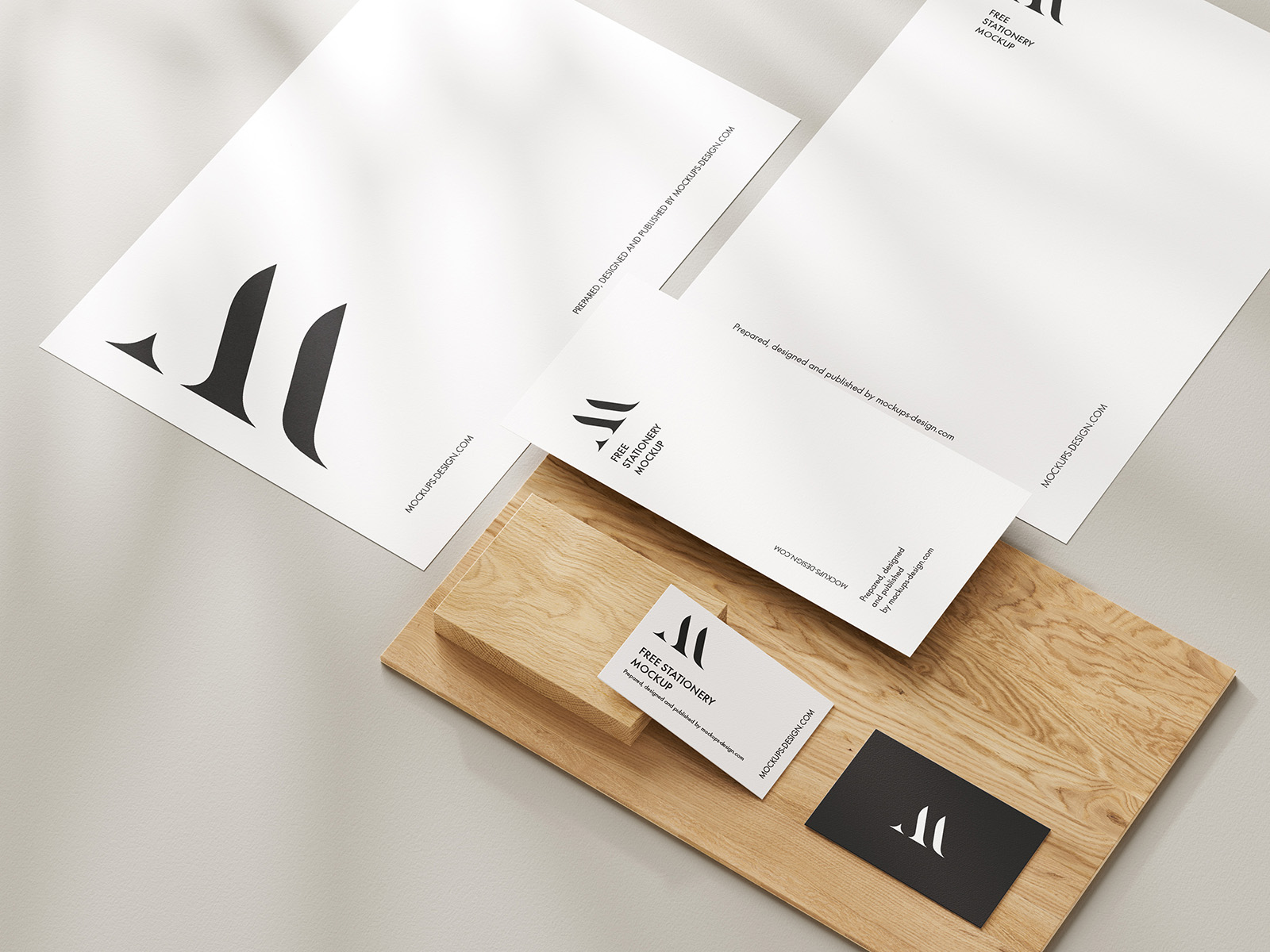 Stationery with delicate shadows mockup