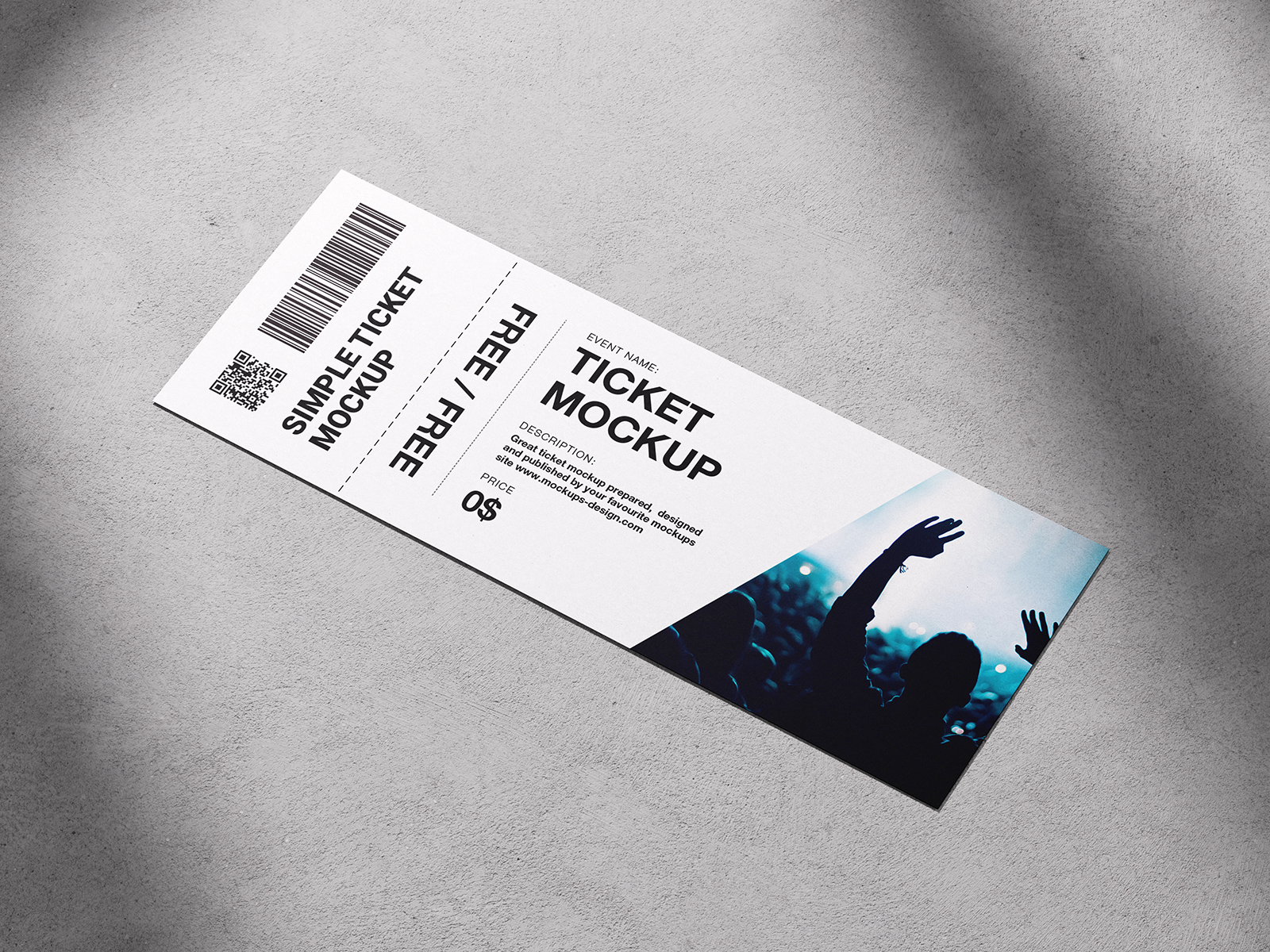 Tickets on concrete background mockup