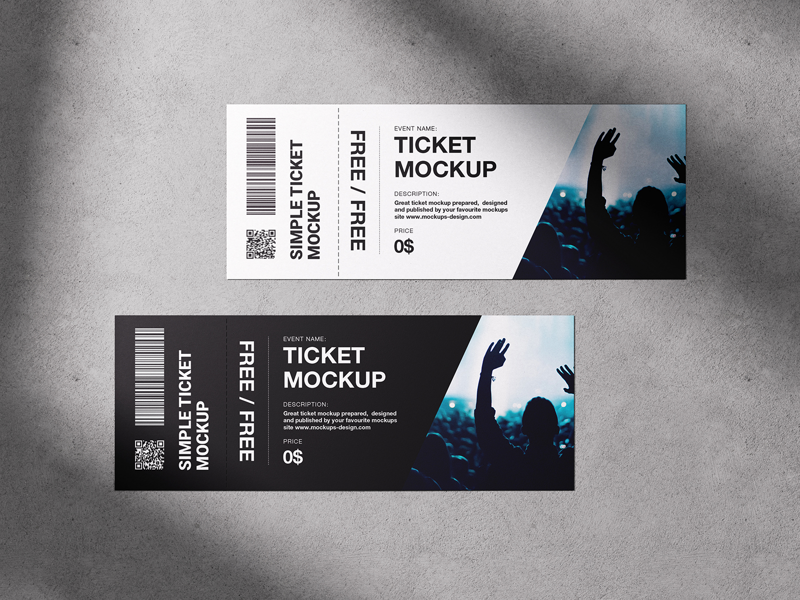 Tickets on concrete background mockup