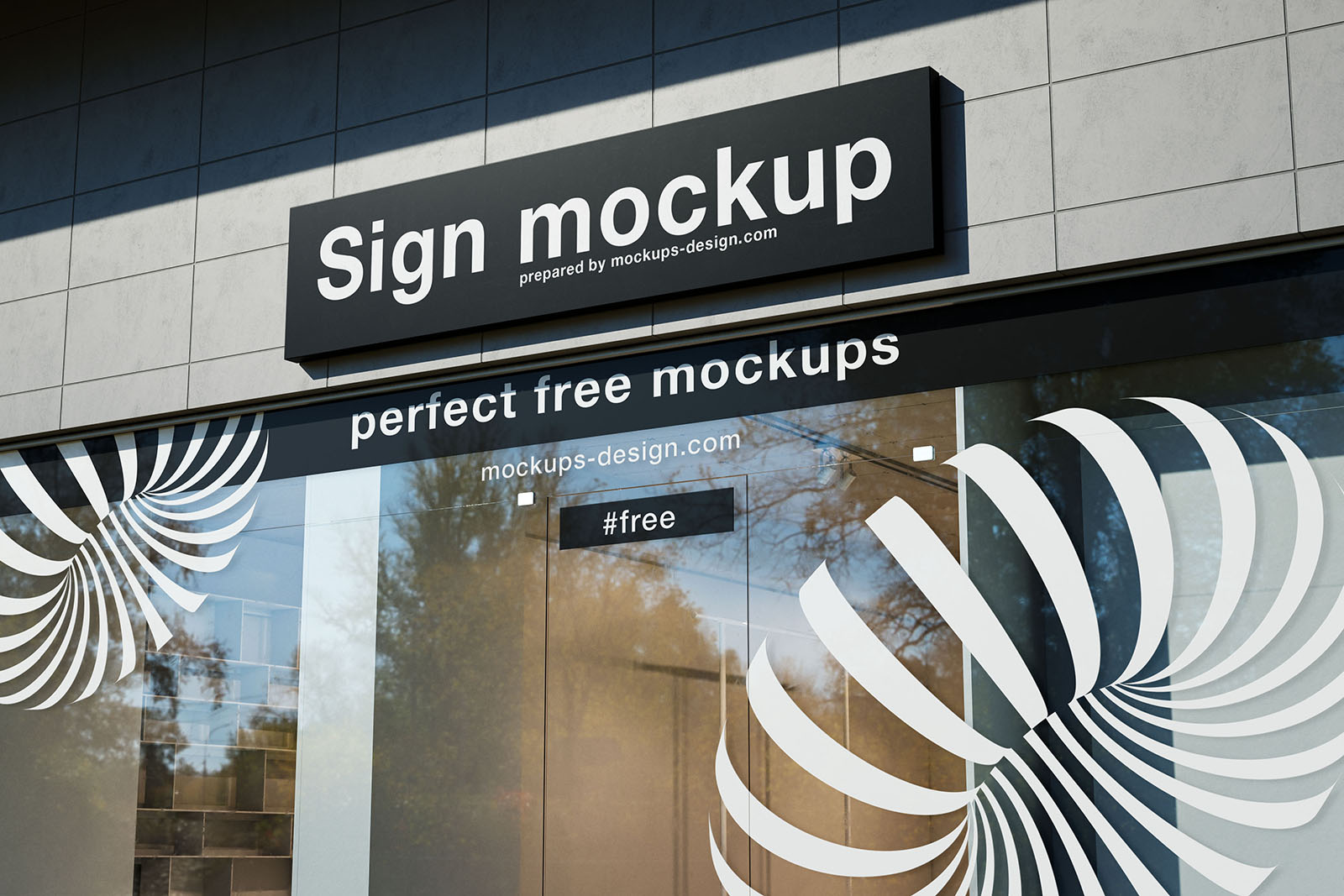 Sign with glass exposition mockup