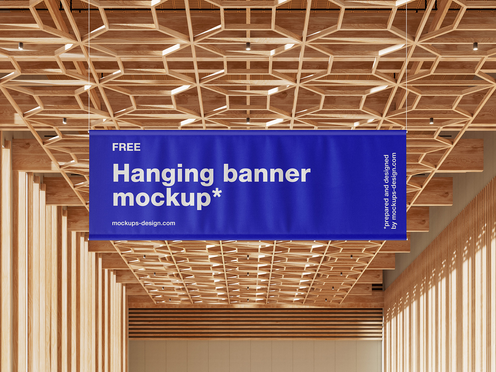 Mockup of a hanging banner in the expo hall