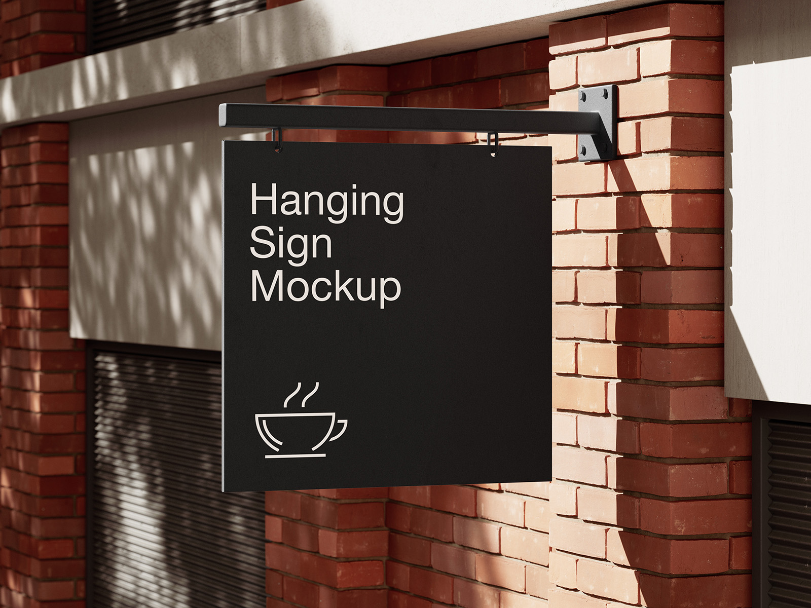 Hanging sign on brick wall mockup