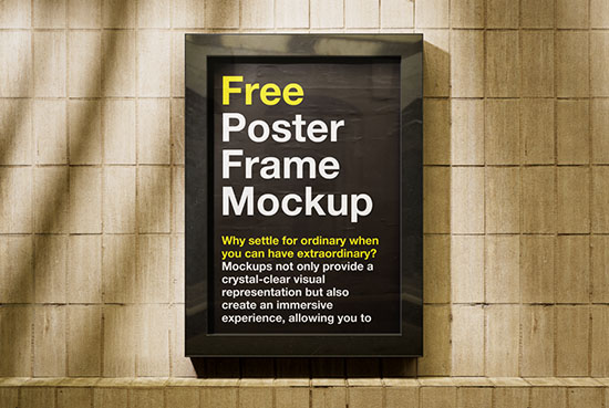 Poster in black frame mockup