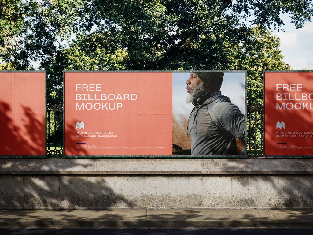 Billboard on the fence mockup - Mockups Design