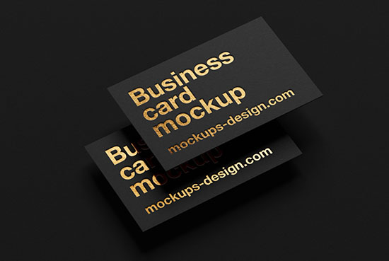 Business cards with metallic foil mockup