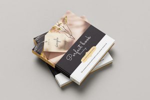 Square book with hardcover mockup