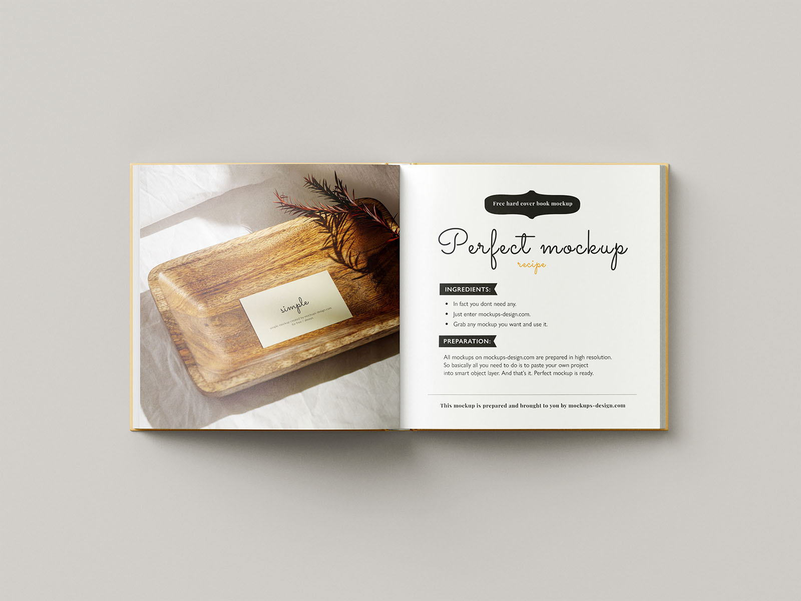 Square book with hardcover mockup