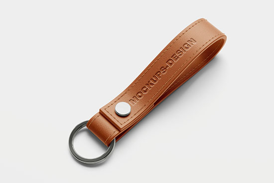 Free leather keychain mockup