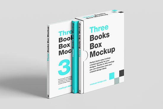Three books box mockup