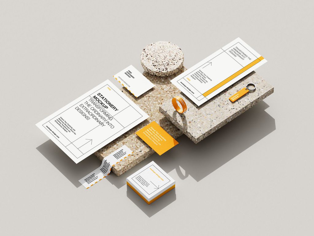 Stationery on terrazzo stone mockup - Mockups Design