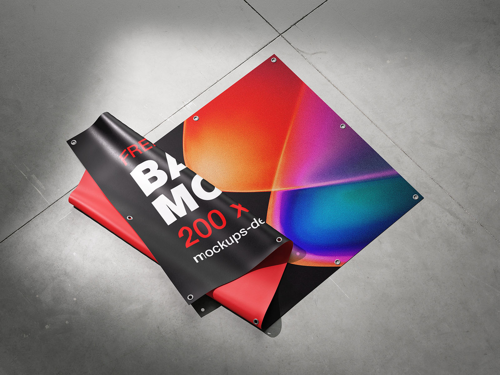 Banner on the floor mockup