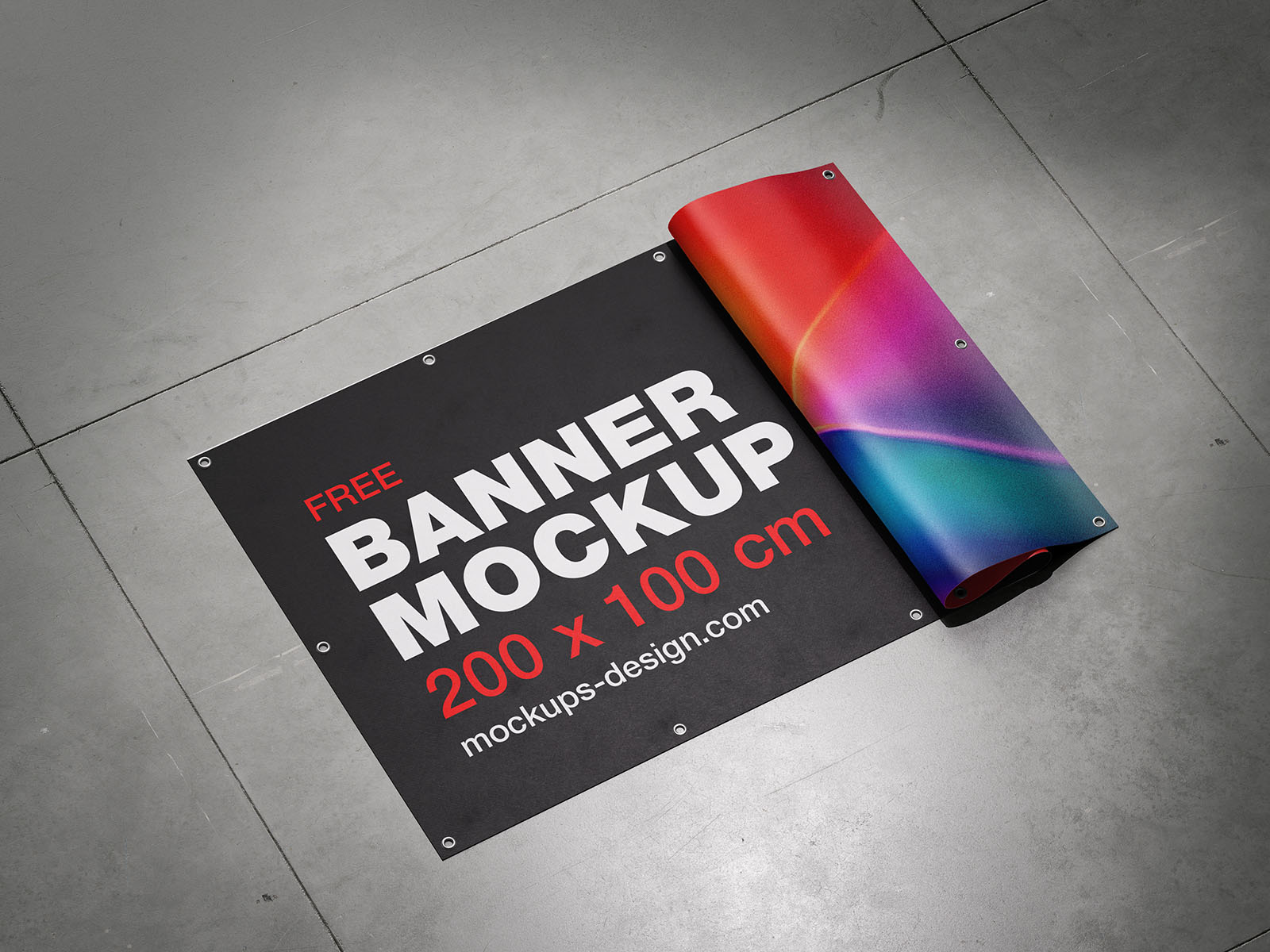 Banner on the floor mockup