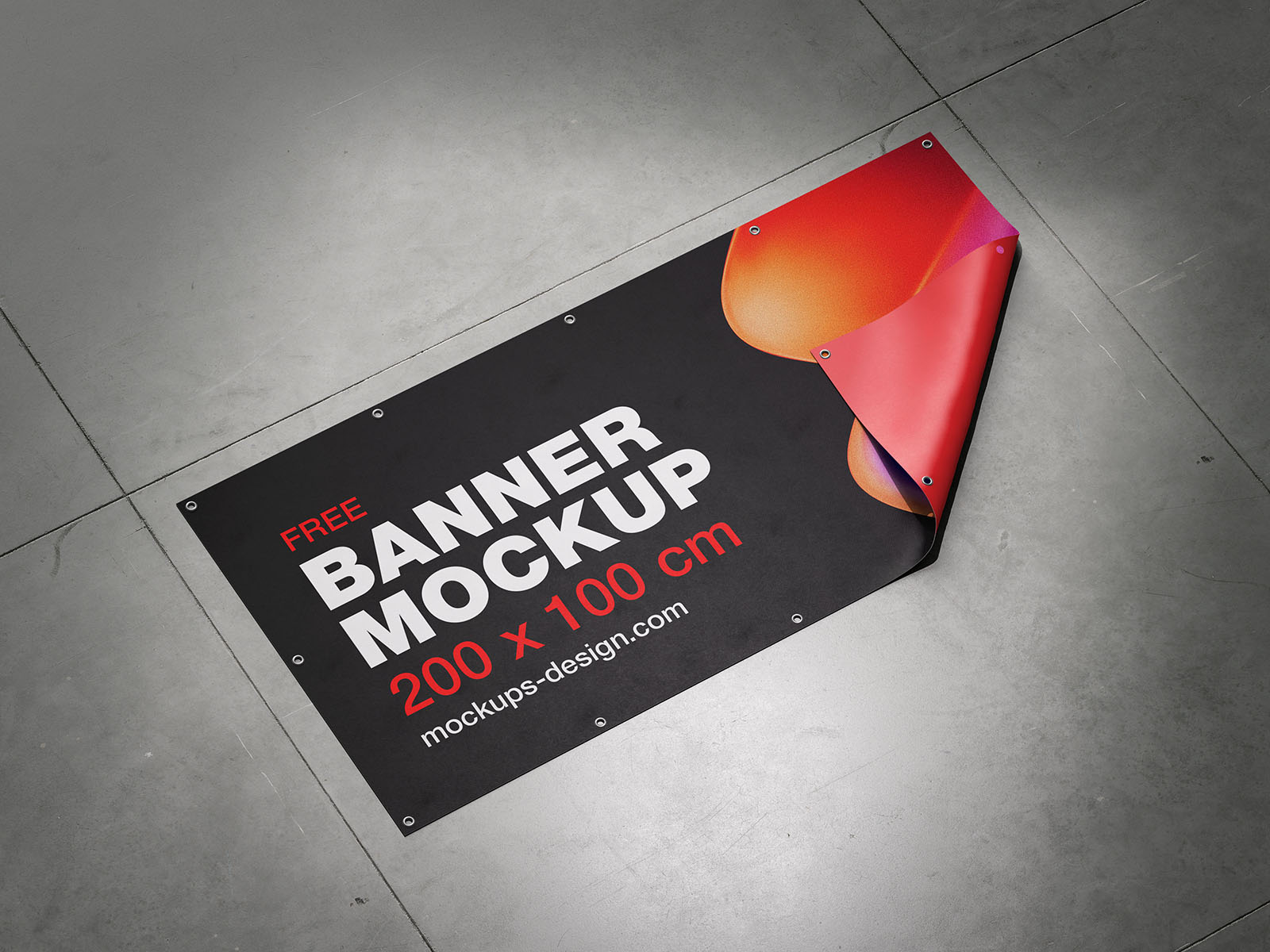 Banner on the floor mockup - Instant Download