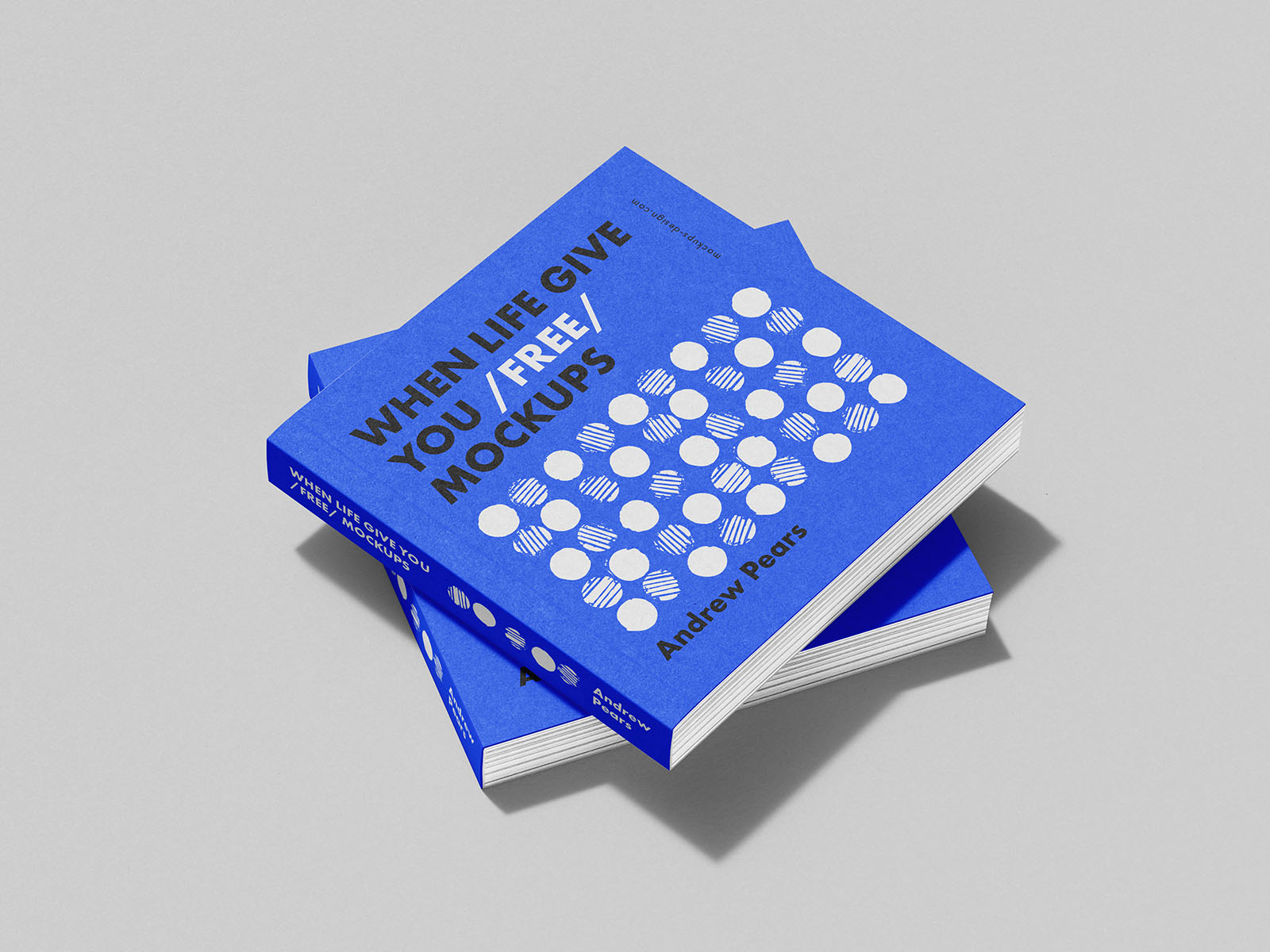 Square book mockup with hard shadow
