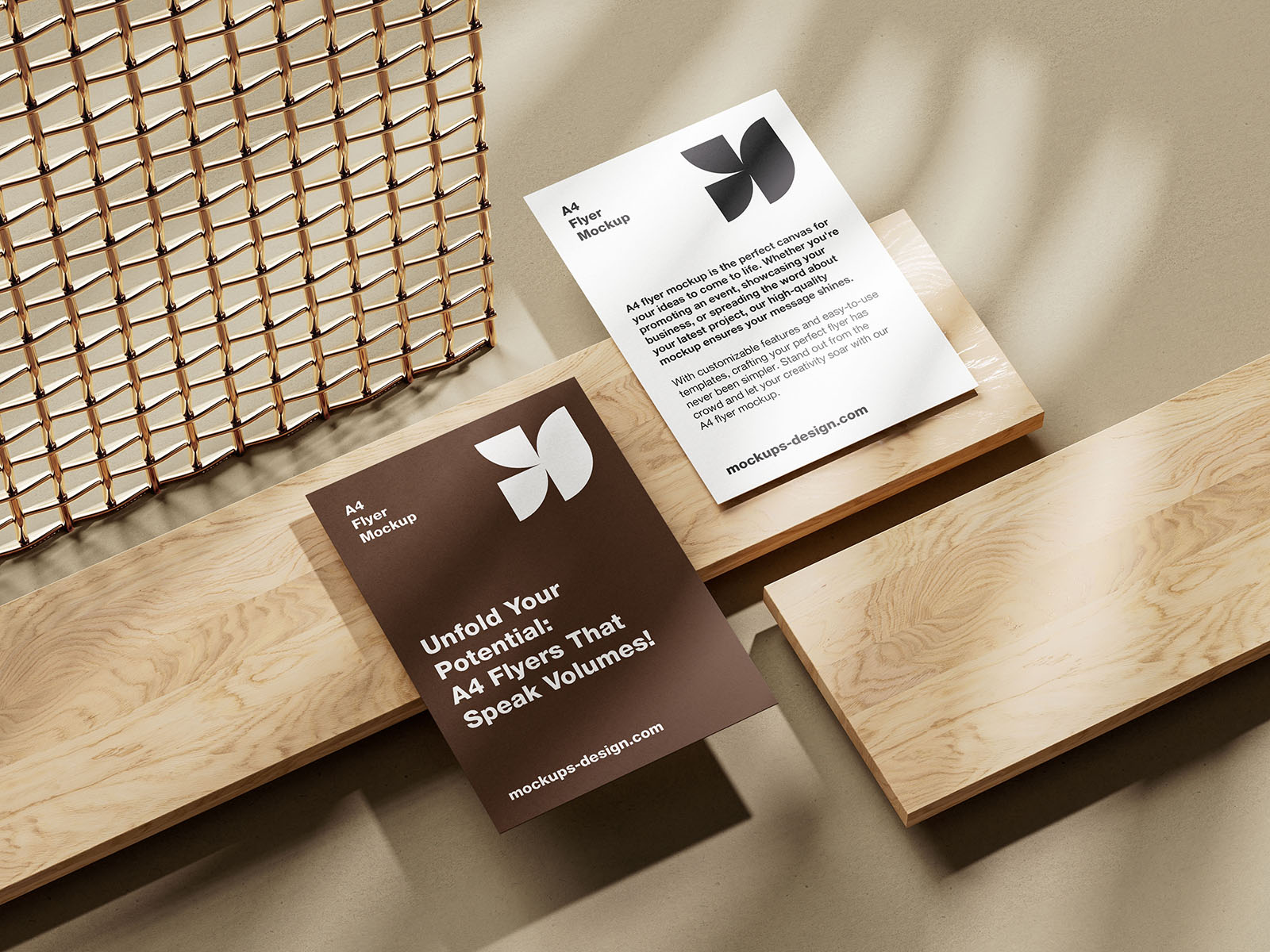 A4 flyer on wood mockup