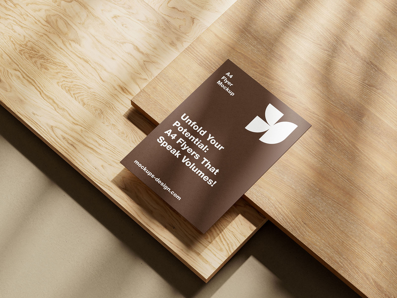 A4 flyer on wood mockup