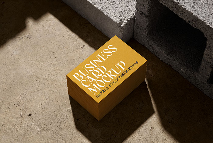Business card with concrete brick mockup