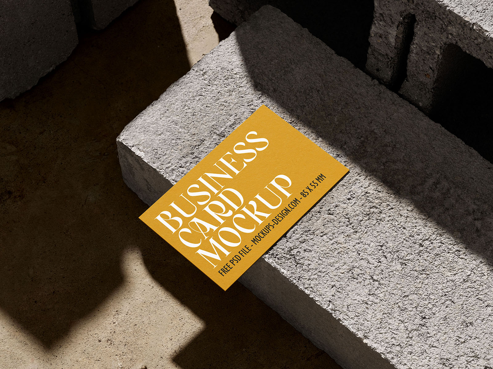 Business card with concrete brick mockup