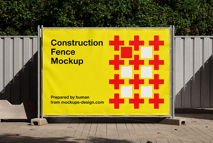 Construction fence banner mockup