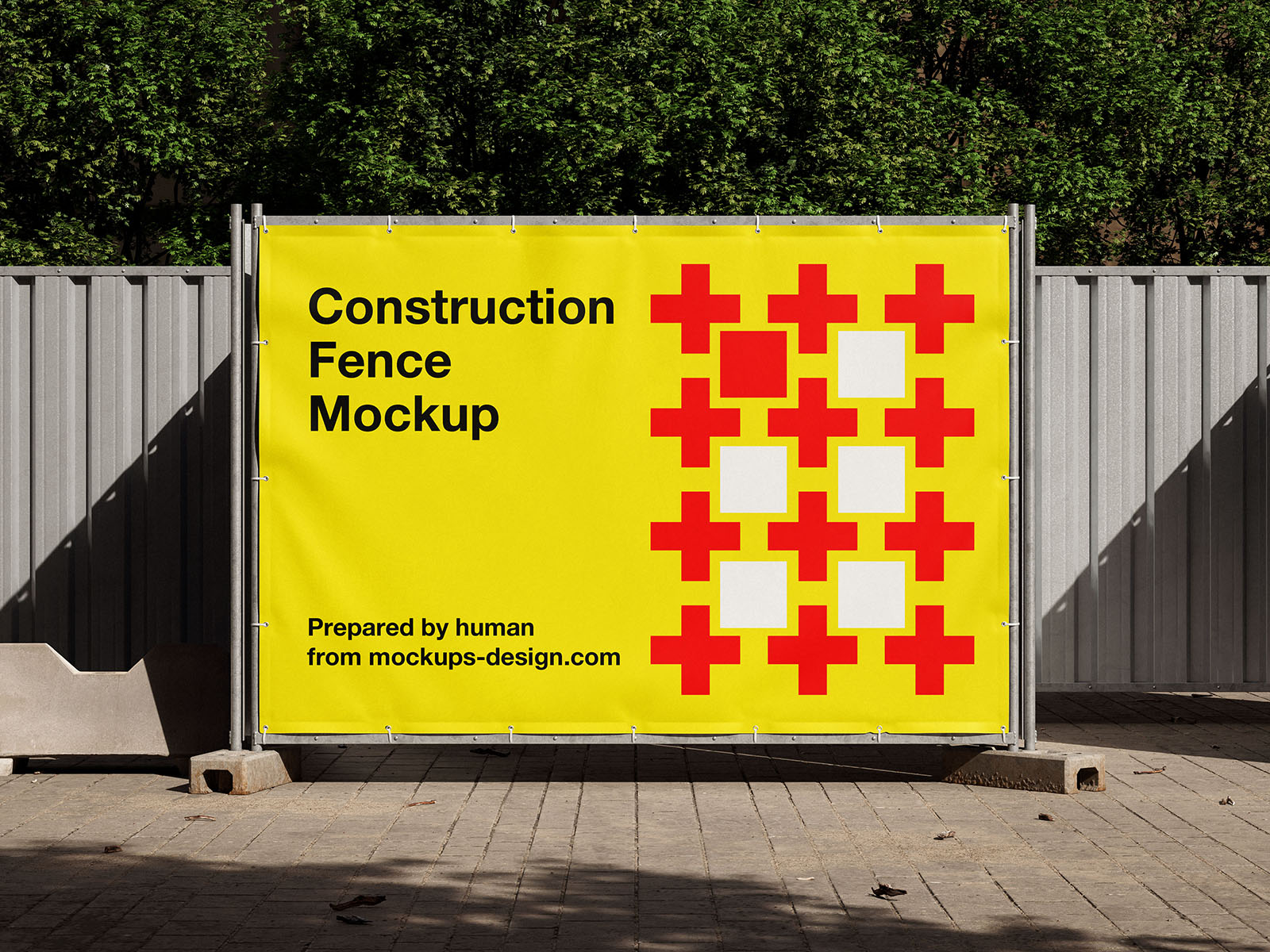 Construction fence banner mockup