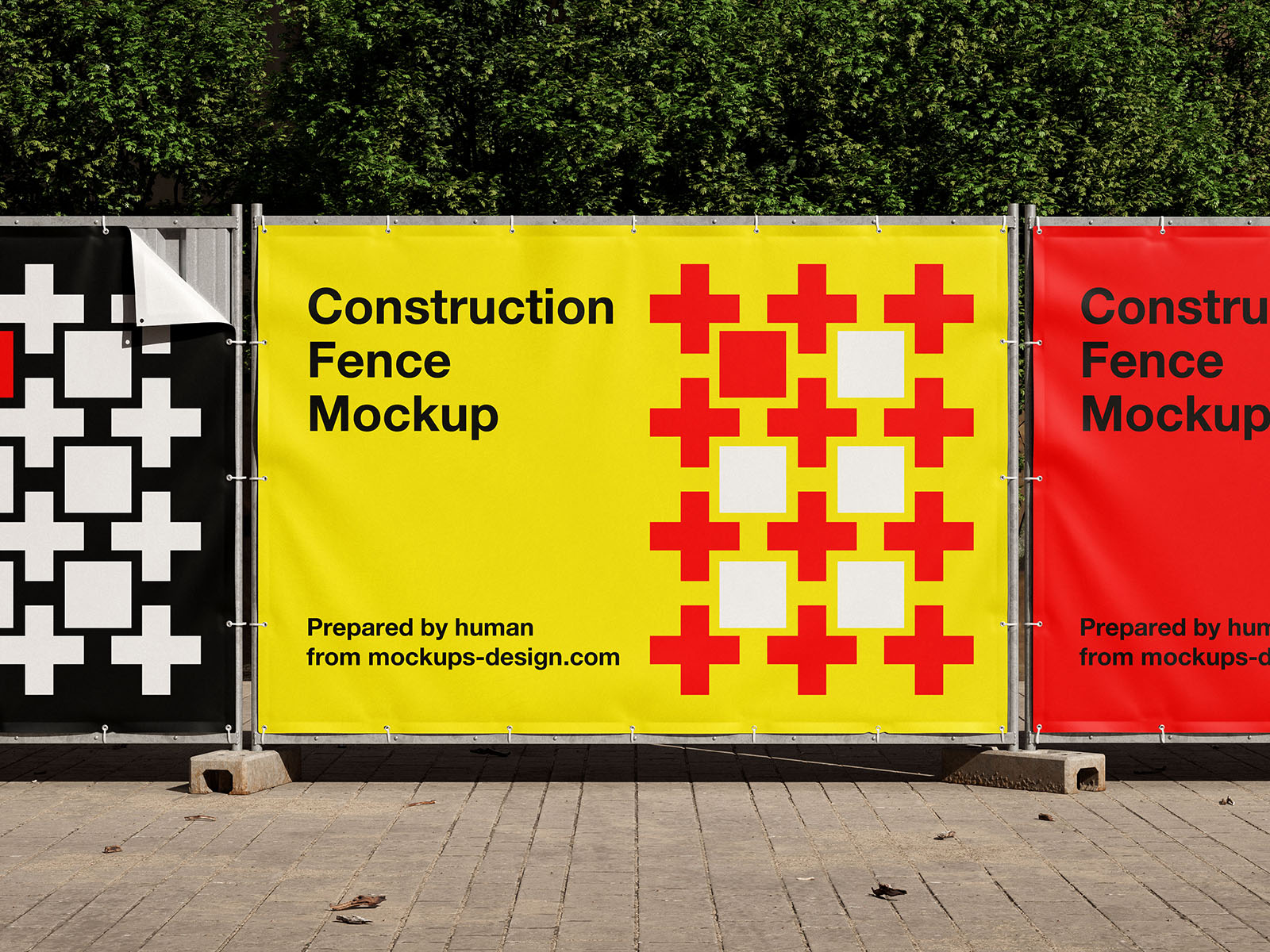 Construction fence banner mockup