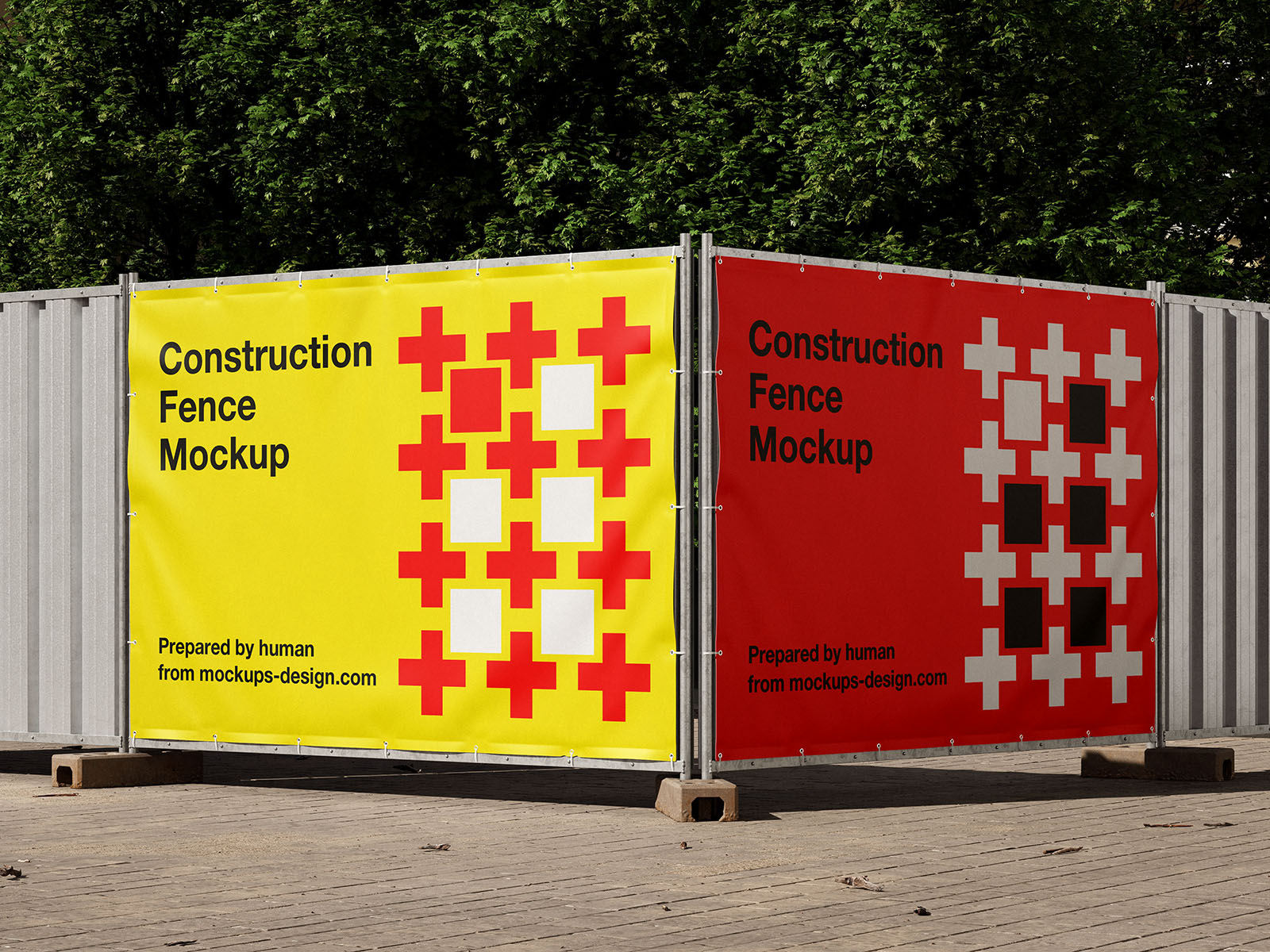 Construction fence banner mockup