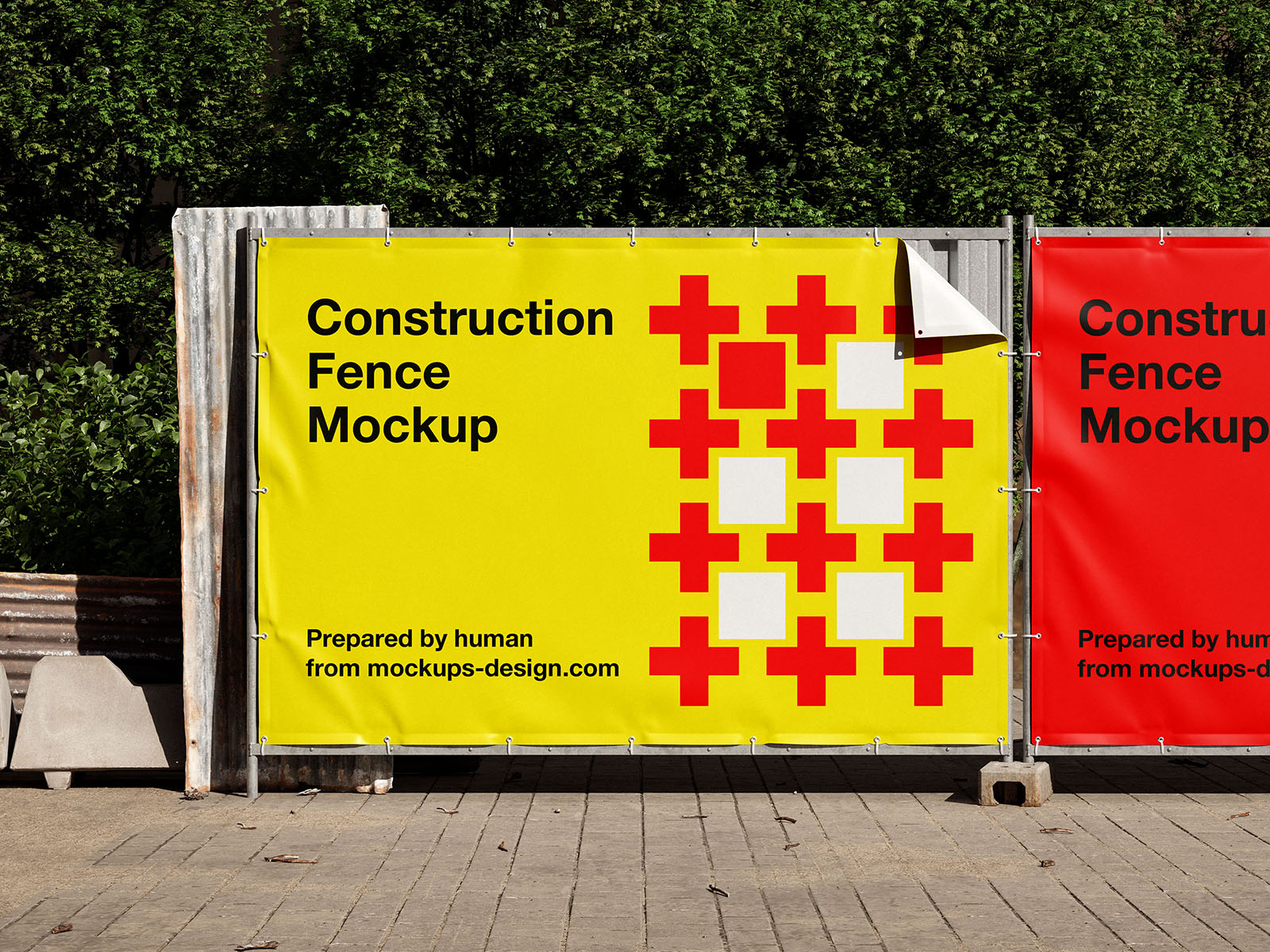 Construction fence banner mockup