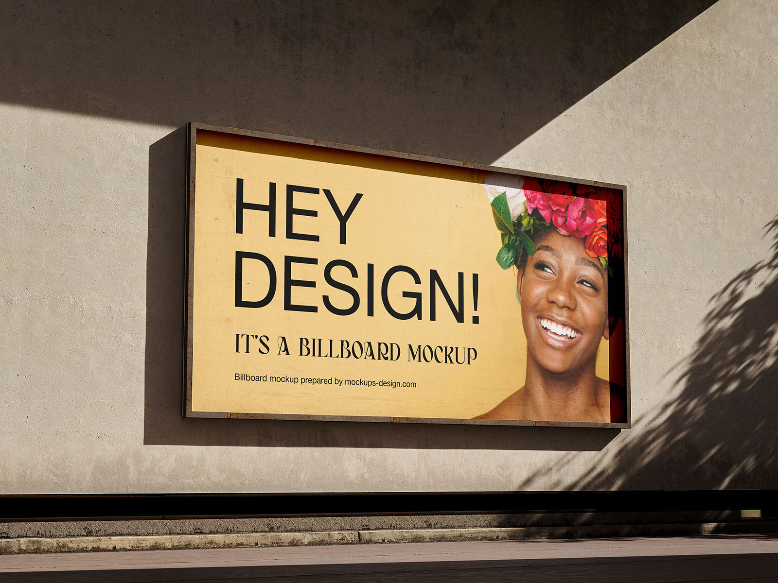 Simple billboard on the wall mockup - Mockups Design