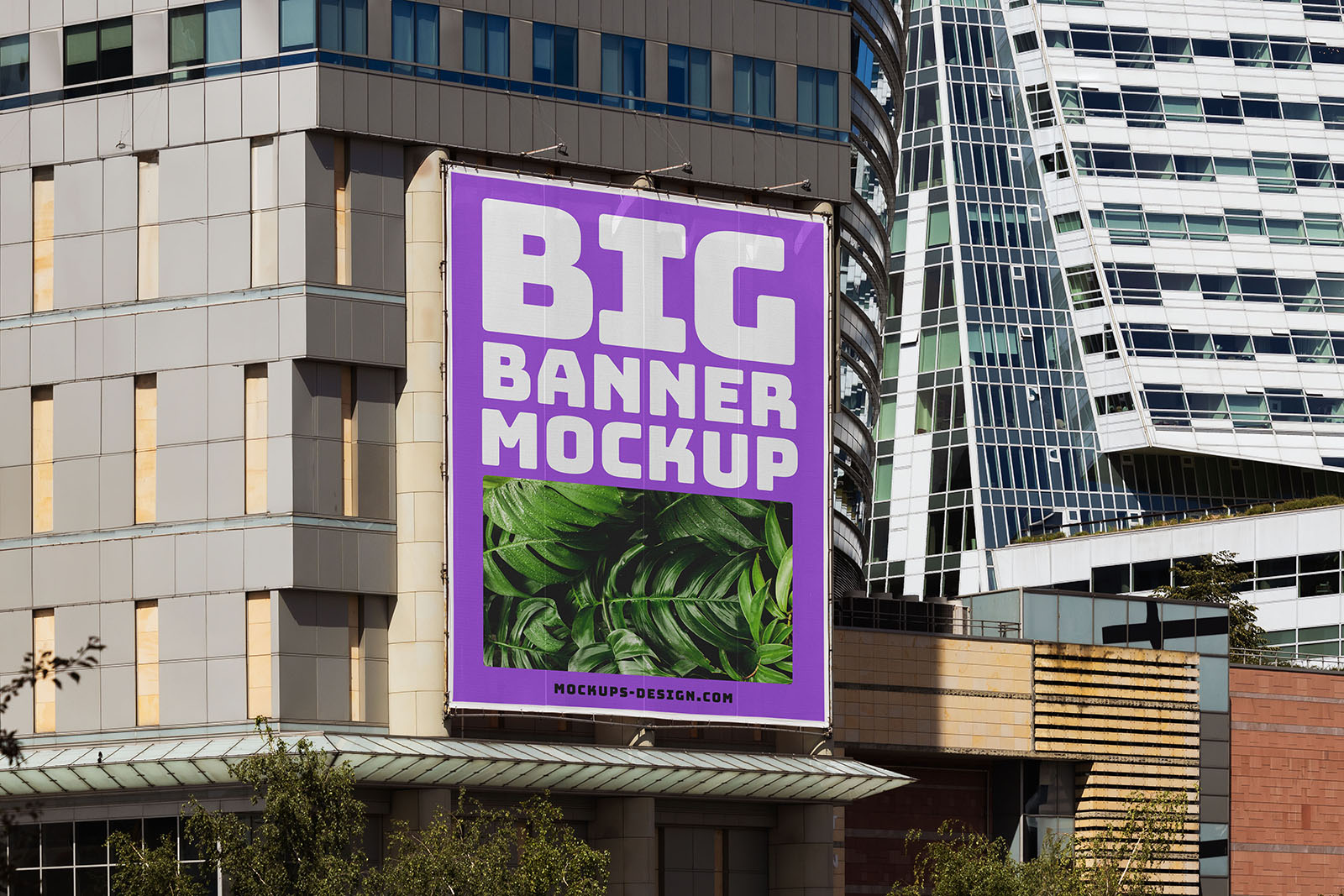 Large banner on the building mockup