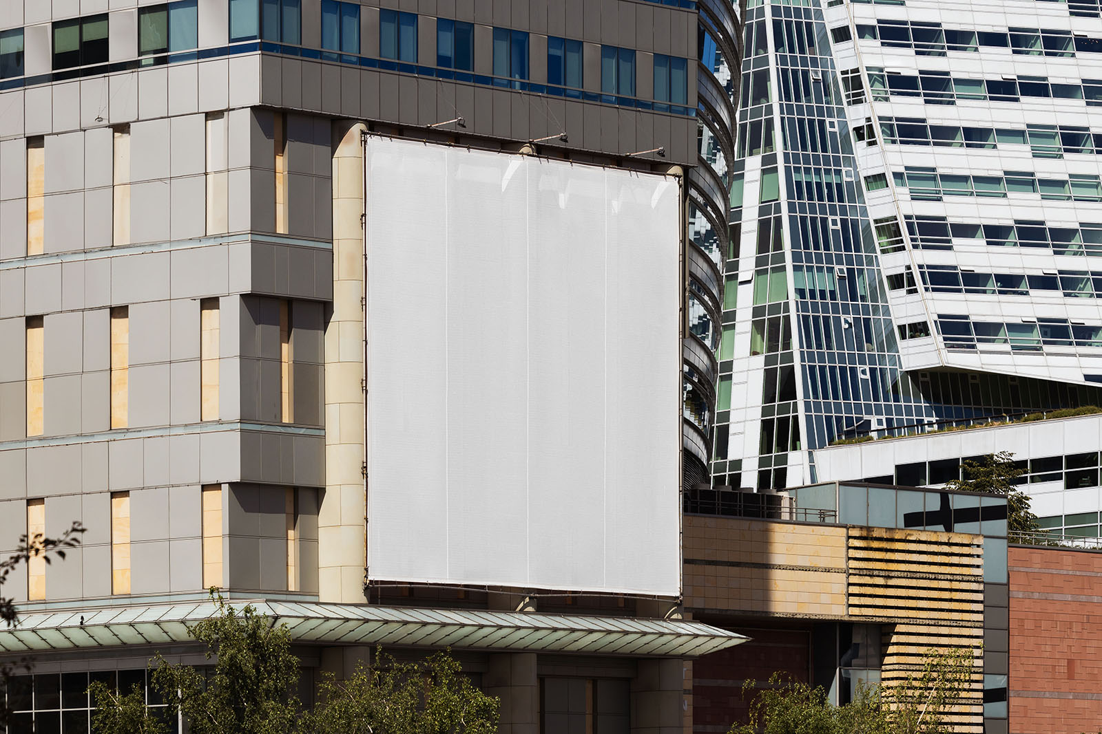 Large banner on the building mockup