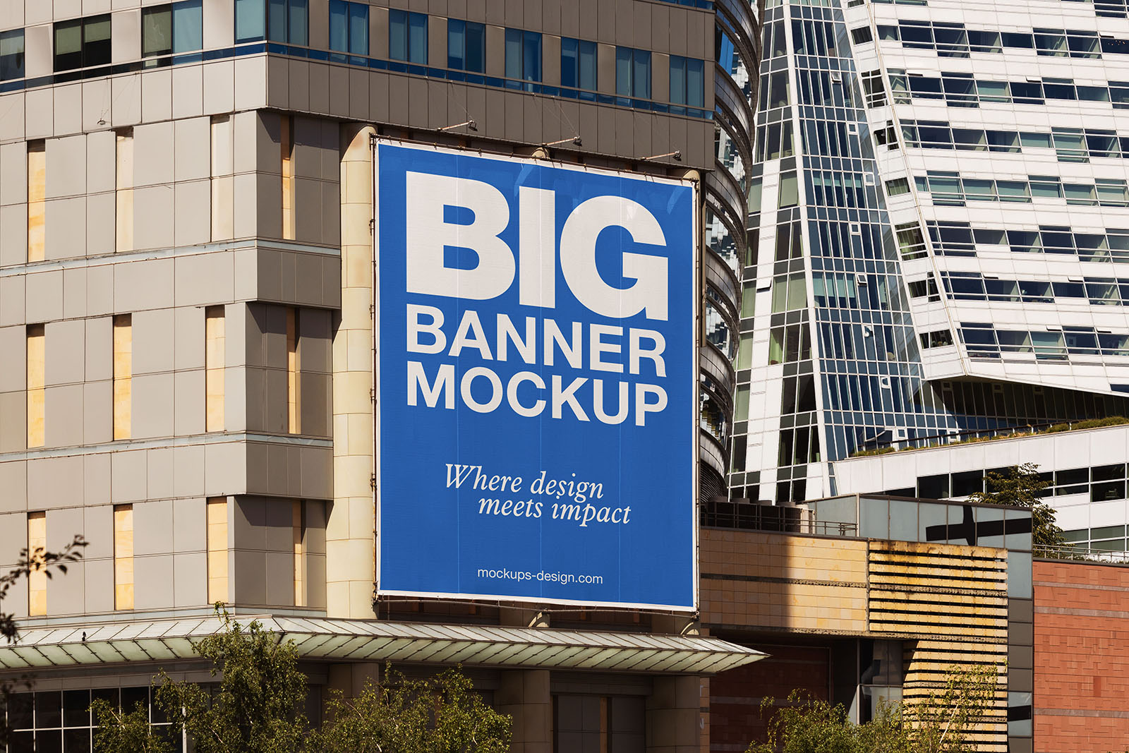 Large banner on the building mockup