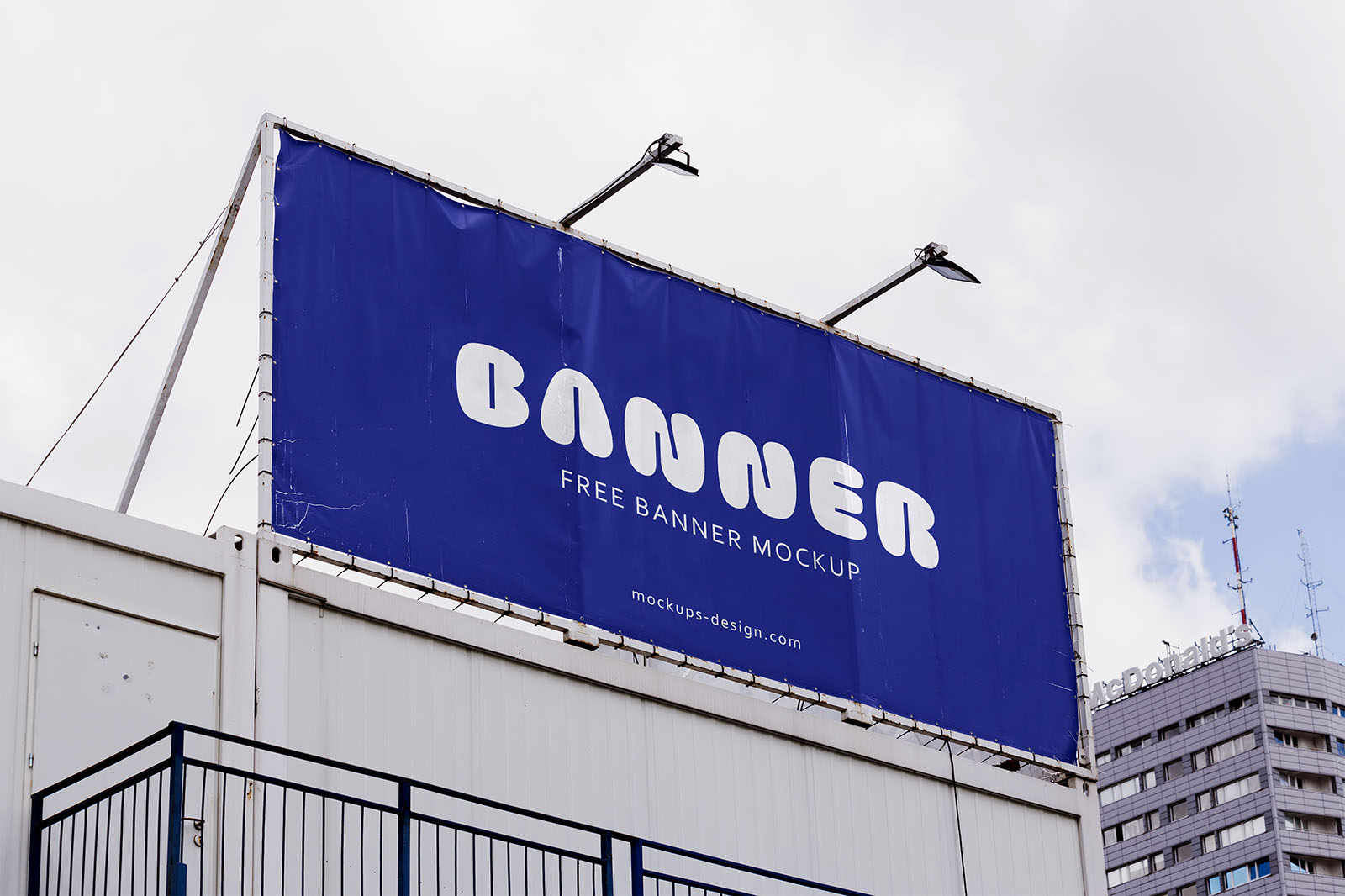 Banner on the top of the building mockup