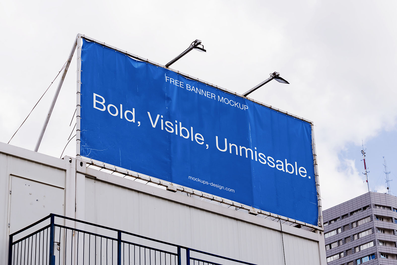 Banner on the top of the building mockup