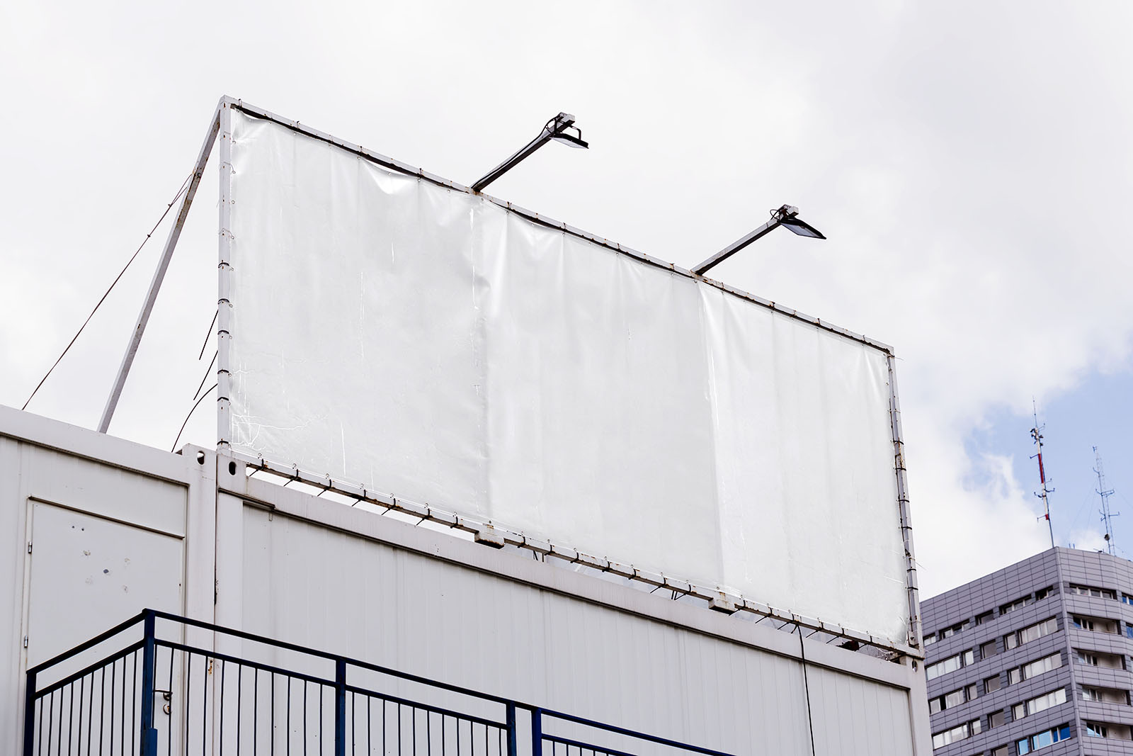 Banner on the top of the building mockup