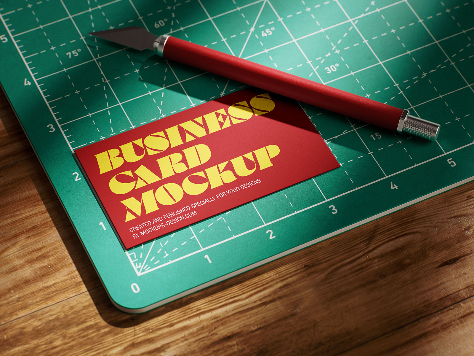 Business card on cutting matt mockup