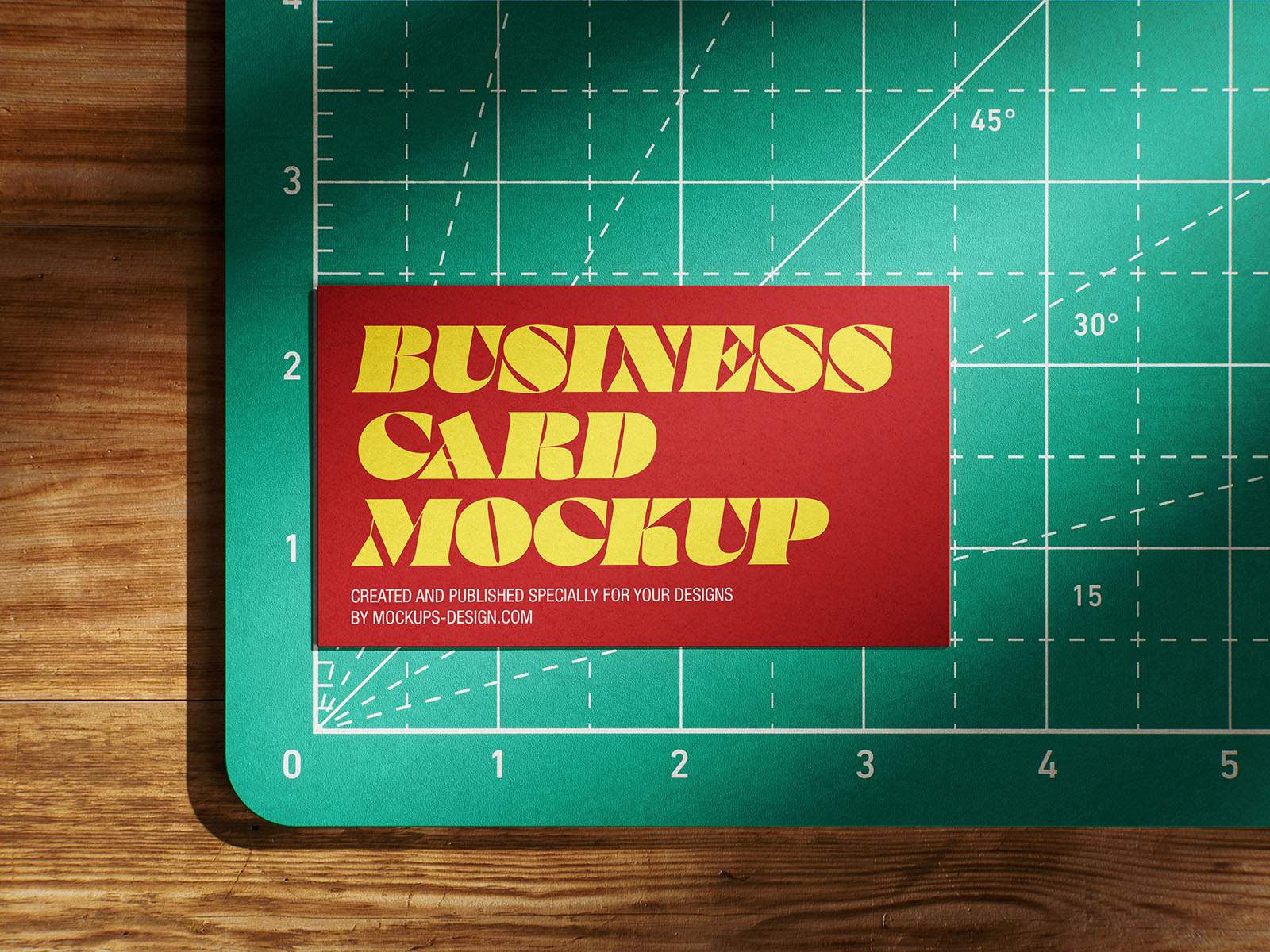 Business card on cutting matt mockup