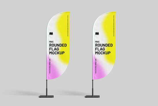 Rounded flag PSD template