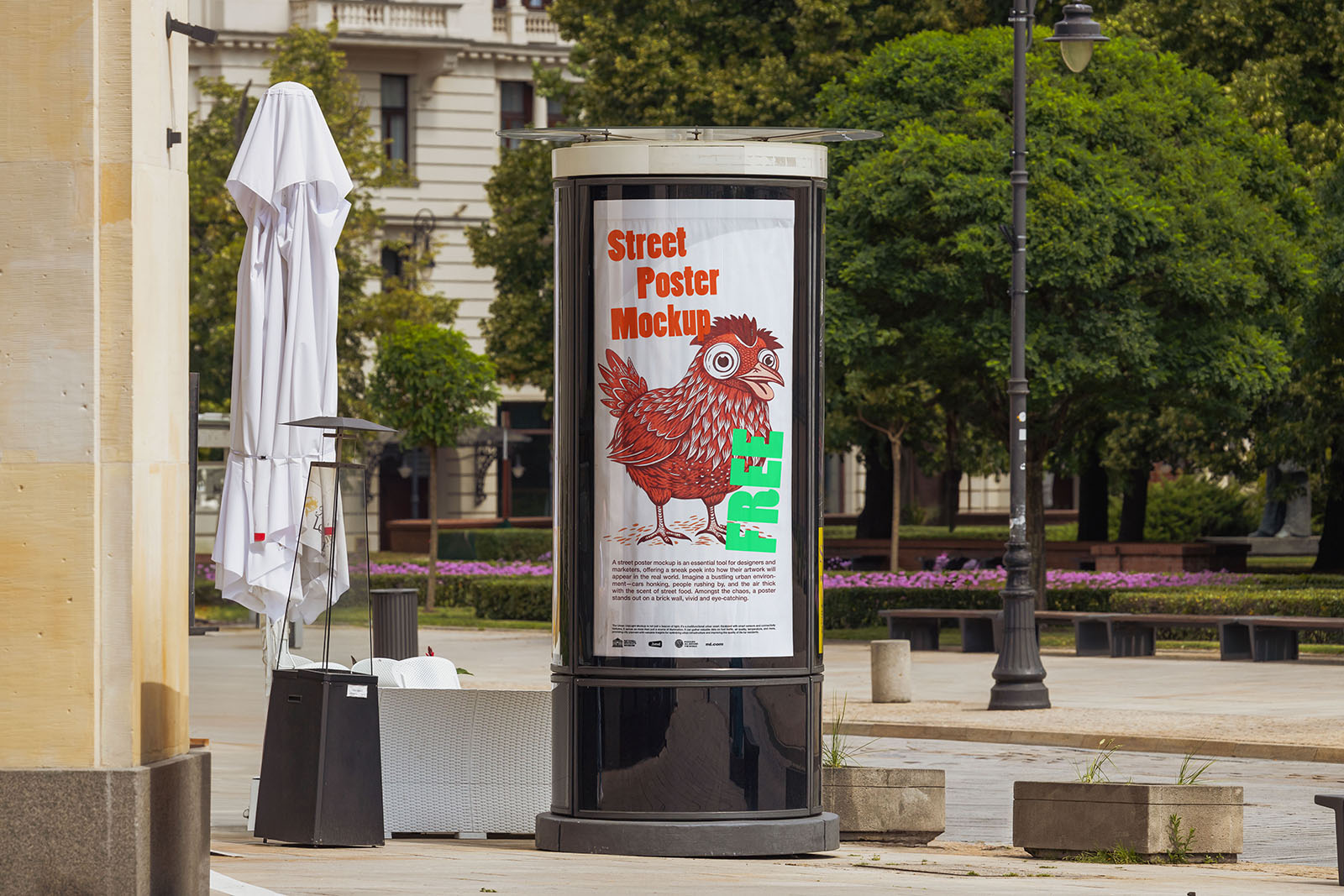 Advertising column in the street mockup