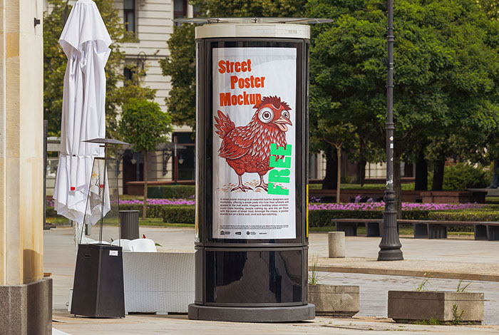 Advertising column in the street mockup