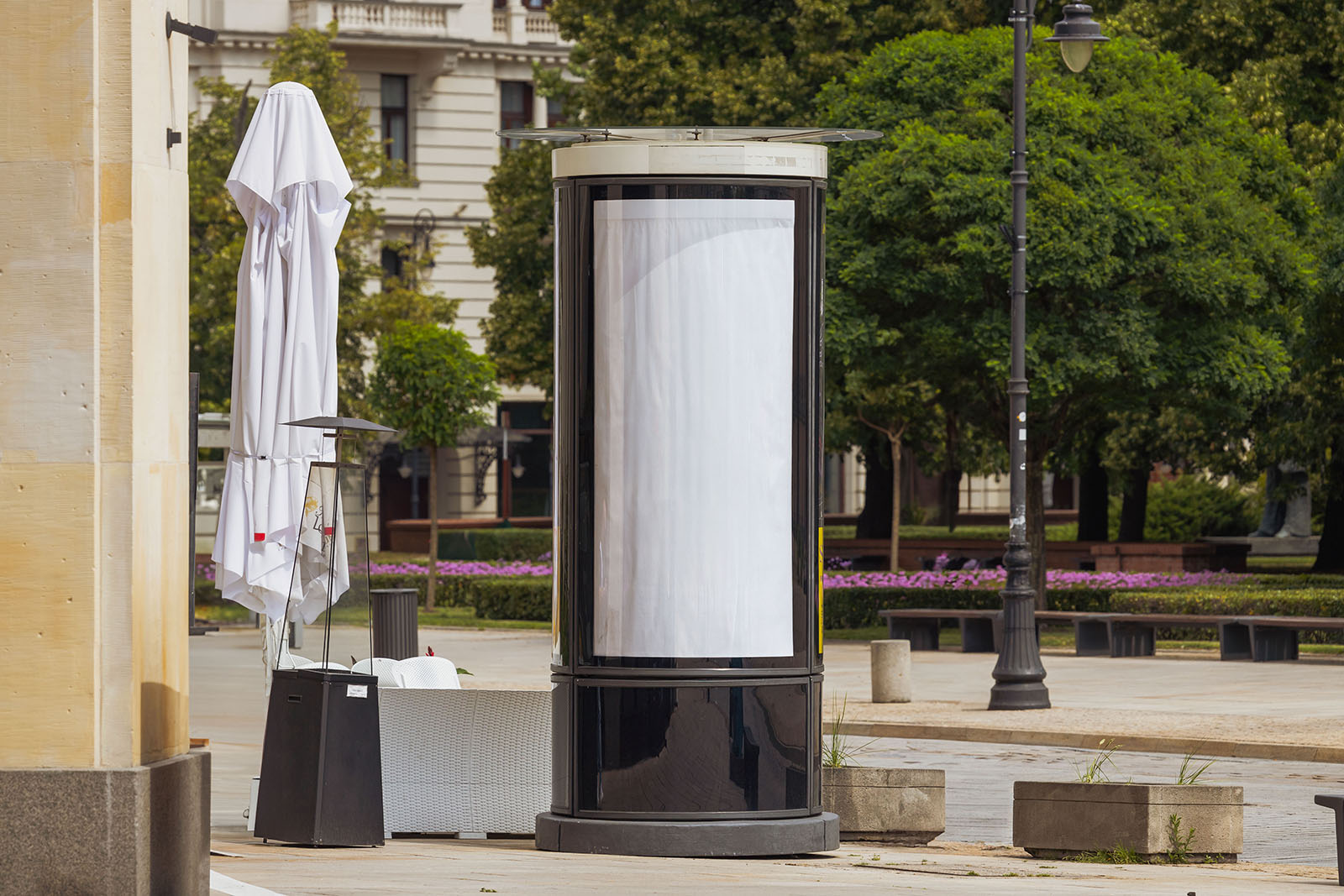 Advertising column in the street mockup