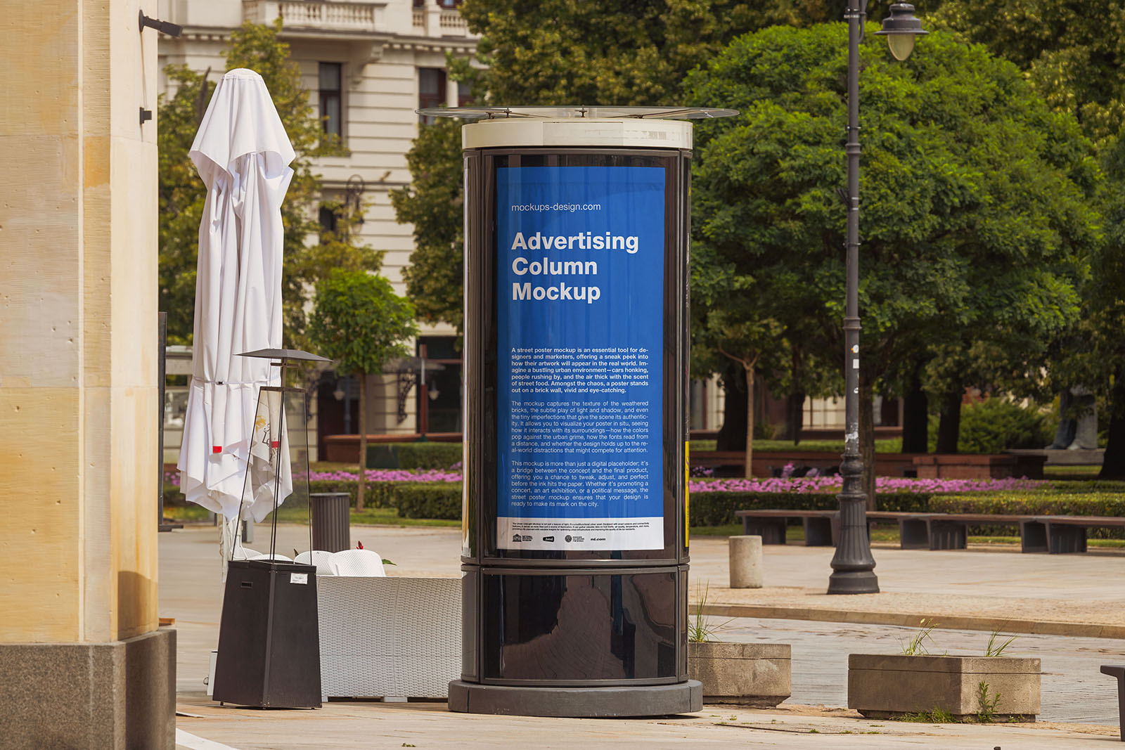 Advertising column in the street mockup