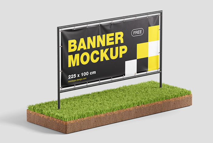 Banner on the grass mockup