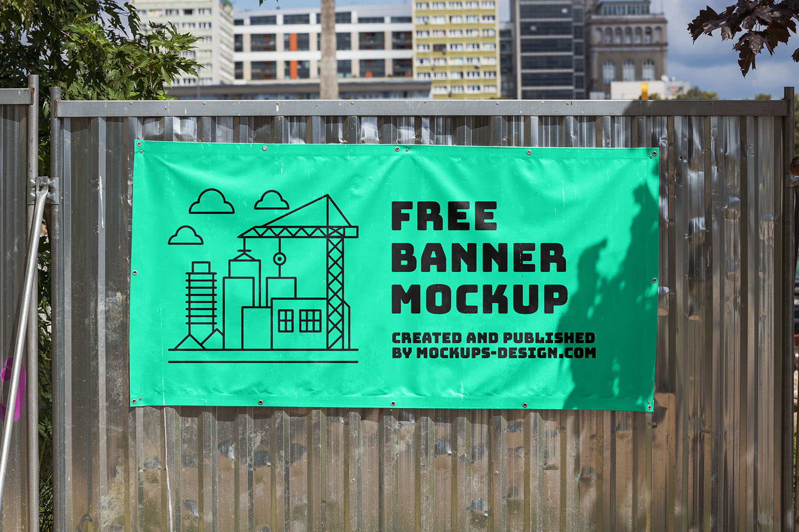 Banner on construction fence mockup