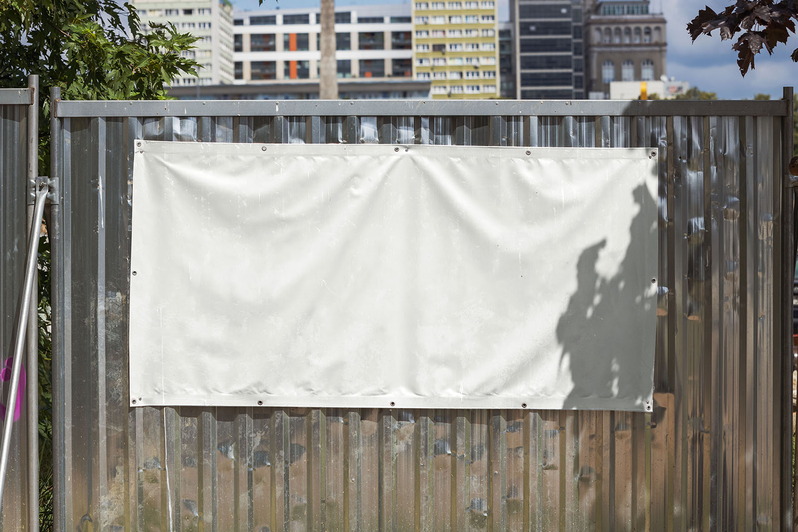 Banner on construction fence mockup